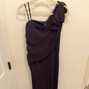 NWT Tadashi Shoji One Shoulder Asymmetrical Chiffon Gown in Eggplant